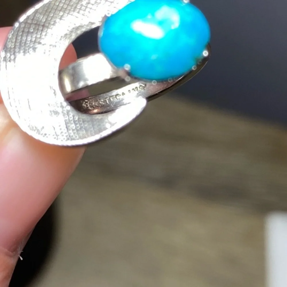 Vintage sterling silver blue turquoise ring size 4.5
